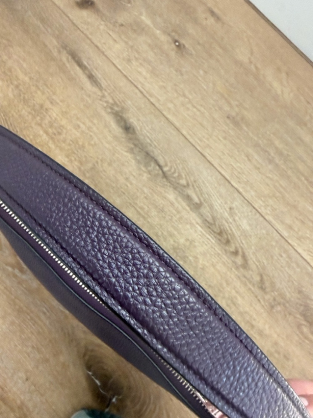 Coach Pebbled Shoulder Bag - Plum with Black Strap - Picture 8 of 9